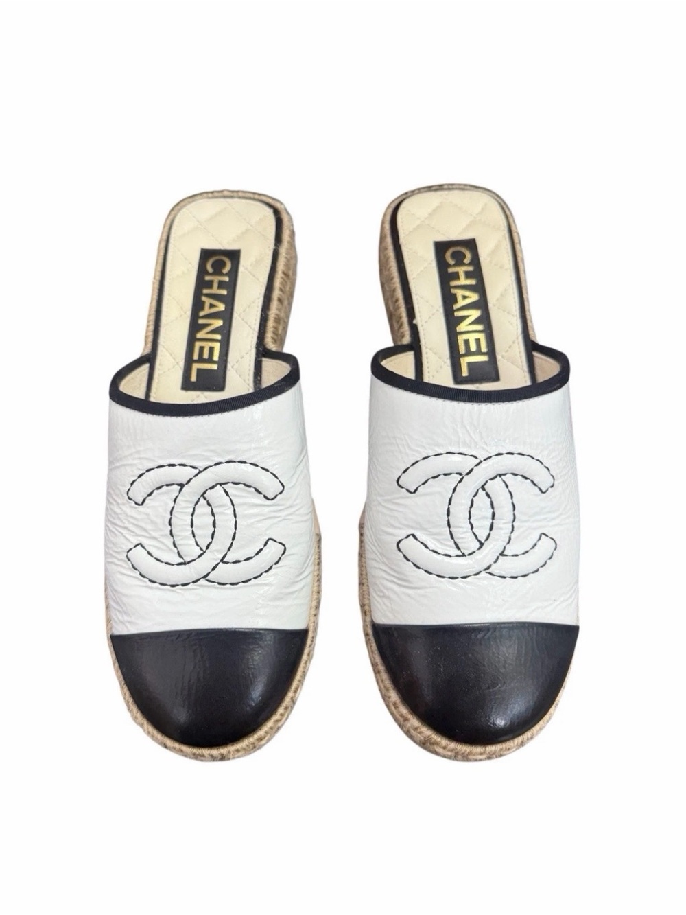CHANEL Interlocking CC Logo Espadrilles Women’s Shoes Size 38 Like New